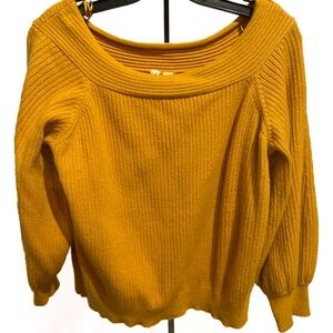 Moth Off-the-Shoulder Yellow Sweater Large